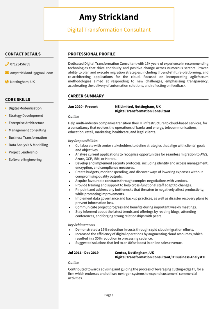 Digital Transformation Consultant CV