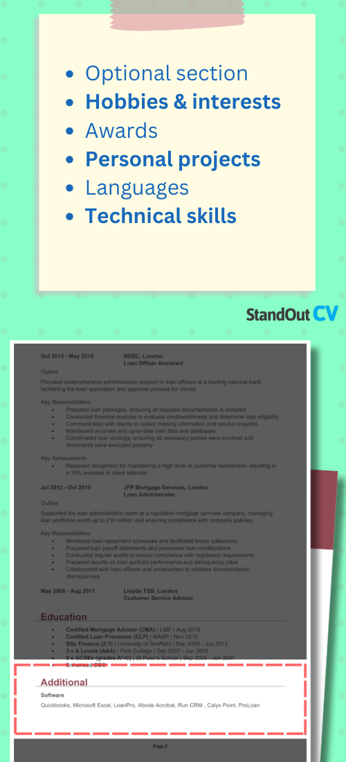 CV additional info